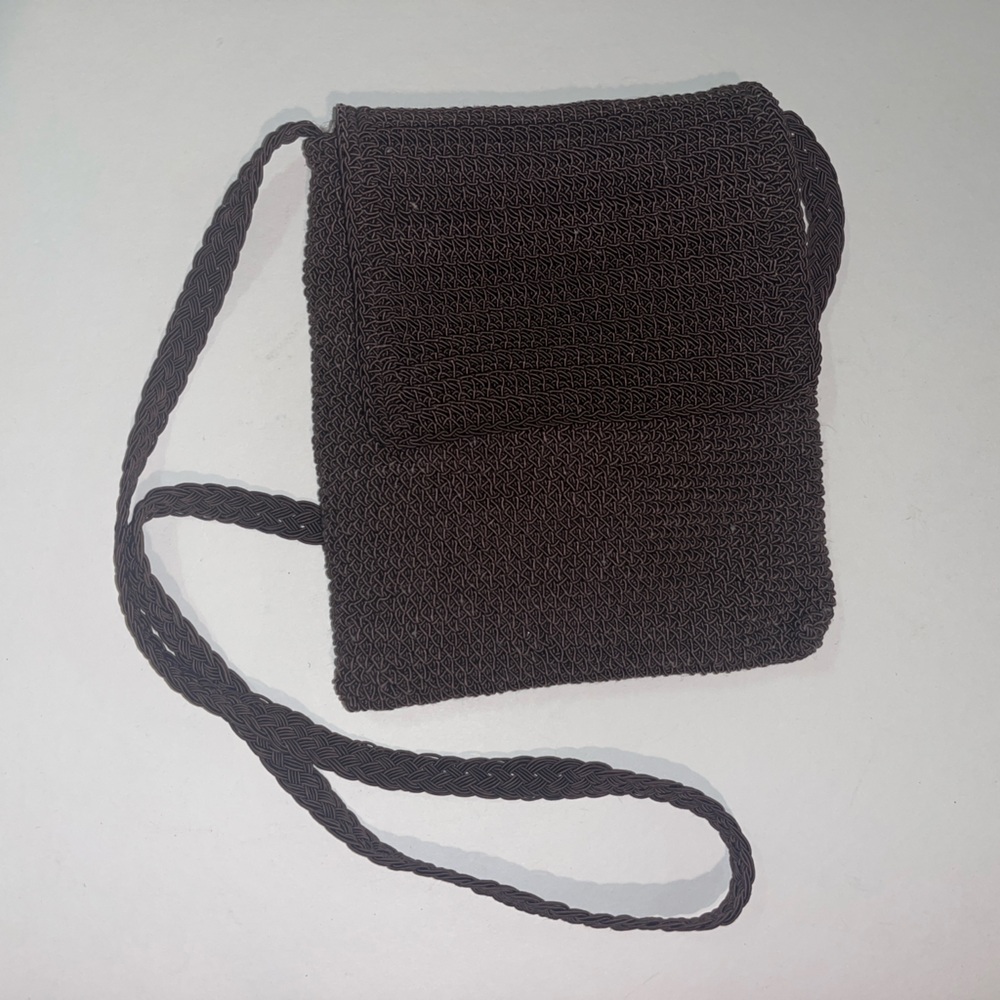 Carlo D’Santi Dark Brown Knit Crossbody Bag with Mini Pouch